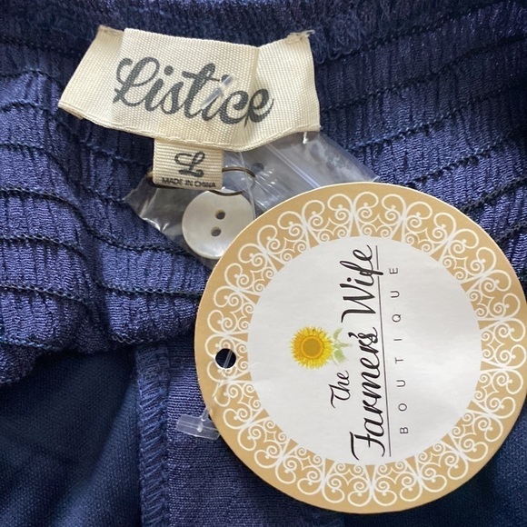 NEW LISTICLE Navy Dusty Blue Gauzy Prairie Style Button Front Romper Large - Picture 7 of 10